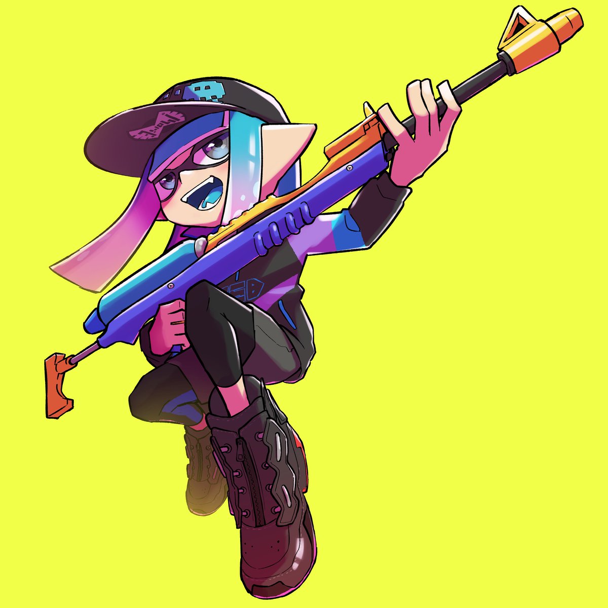 イカガール(スプラトゥーン) ,インクリング 「3のマイイカ 」|餅月すいかのイラスト