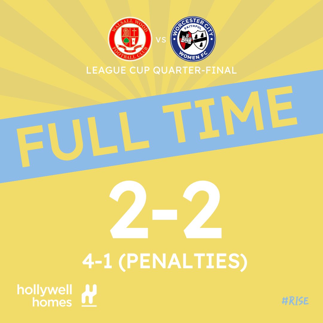 WCWomenFC's tweet photo. The Devs exit the League Cup after defeat on penalties.

Goals from Charl Smith and Lauren Smith in the 90 minutes.

#WCWFC #RISE https://t.co/HHkfFbPGY4