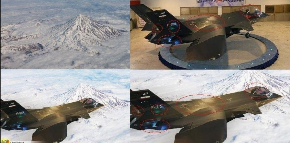 The time when Iranian media photoshopped a picture of Qaher with background of a mountain to prove it was flying lmao