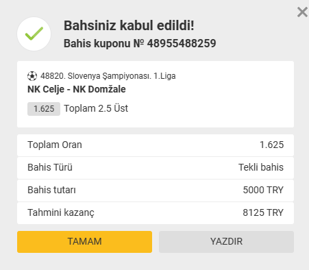 Celjenin ilk yarı baştan sona üstün oynadığı maçta skor tabelalara 1-0 olarak yansıdı. 2. yarı Domzalenin hücum anlamında açılmasını bekliyorum defansta daha çok hata yapacaklardır 2. yarı en az 2 gol daha cıkmalı. ALAN DOSTLARIM 👉❤️