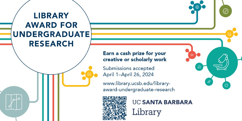 Friendly reminder that applications for the 2024 Library Award for Undergraduate Research are due this Friday! 📅 Learn more and apply at library.ucsb.edu/library-award-… #UCSBLibrary #UCSB #UCSantaBarbara