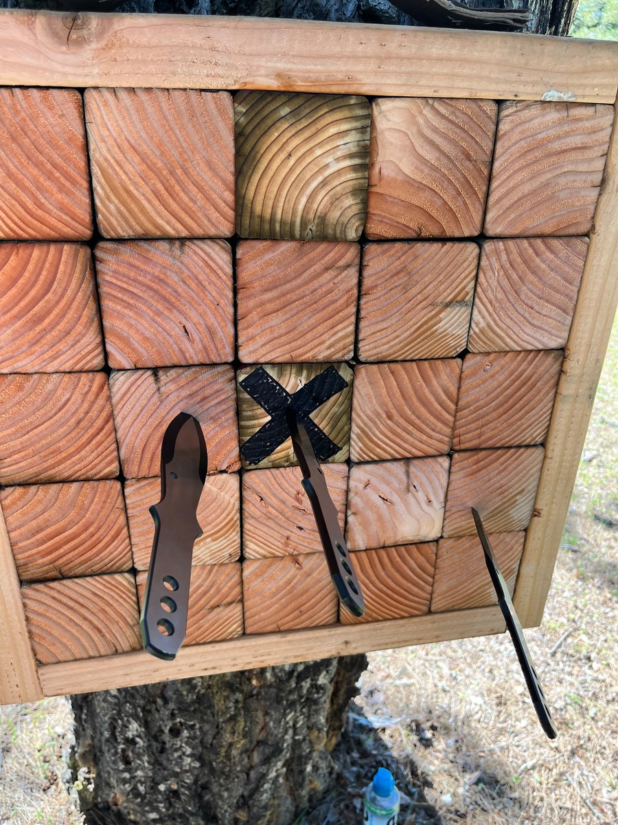 yo hope alls been well for you guys! been mia doing random irl things. here’s one of them! built a knife board (first one not perfect😂 but works great) so we do a little throwing 😎