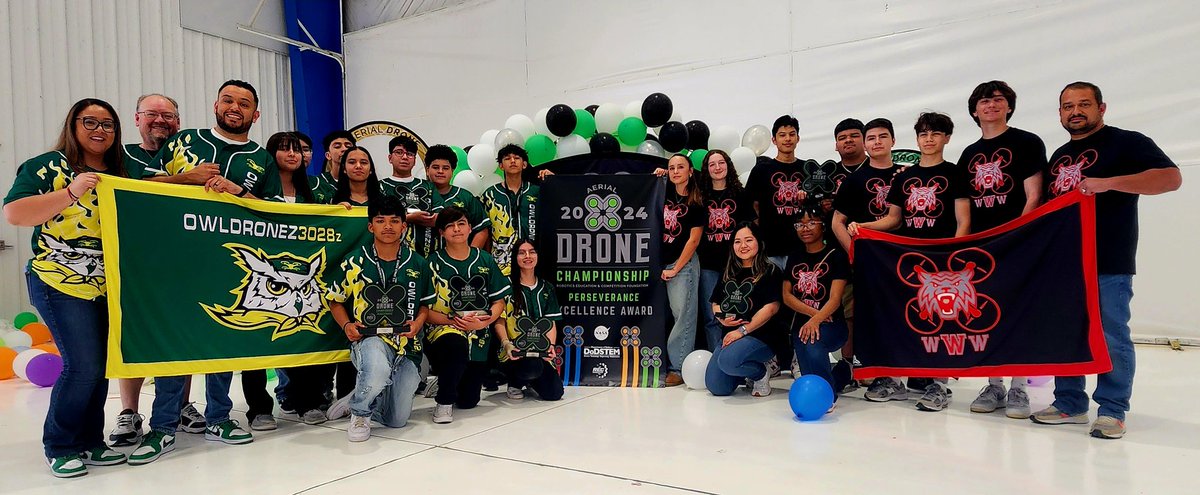carlosrobotics's tweet photo. Our @dallasschools teams went and represented at the Aerial Drone Championship in Tulsa, OK. Our teams brought back 6 trophies, including the HS and MS Excellence Award! Let's gooo! 🏆 🏅 🎉 
@DallasisdSTEM @TeamDallasISD #drones #champions #coding #NationalChamps #Retweet https://t.co/xAuHcaPni0