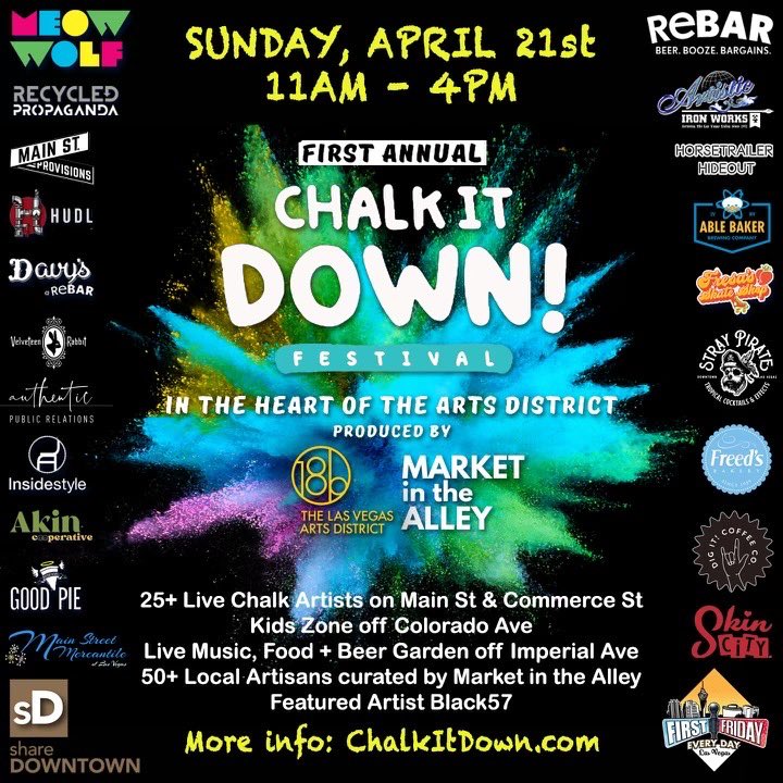 Fun, family friendly event happening in #DTLV today! 

Chalk It Downtown 
Sunday from 11 a.m. to 4 p.m. 
📍 Arts District 

Tip: Park at the City Hall garage at 500 S. Main for $3 flat rate for the whole day.