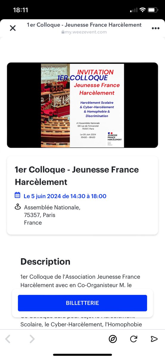 Information 🚨 #MagaliBerdah sera présente à #AssembleeNationale pour le 1er colloque organisé par l’Association Jeunesse France et le #RassemblementNational Est-ce une invitation personnelle ou une inscription 🤡 ? #HarcelementScolaire