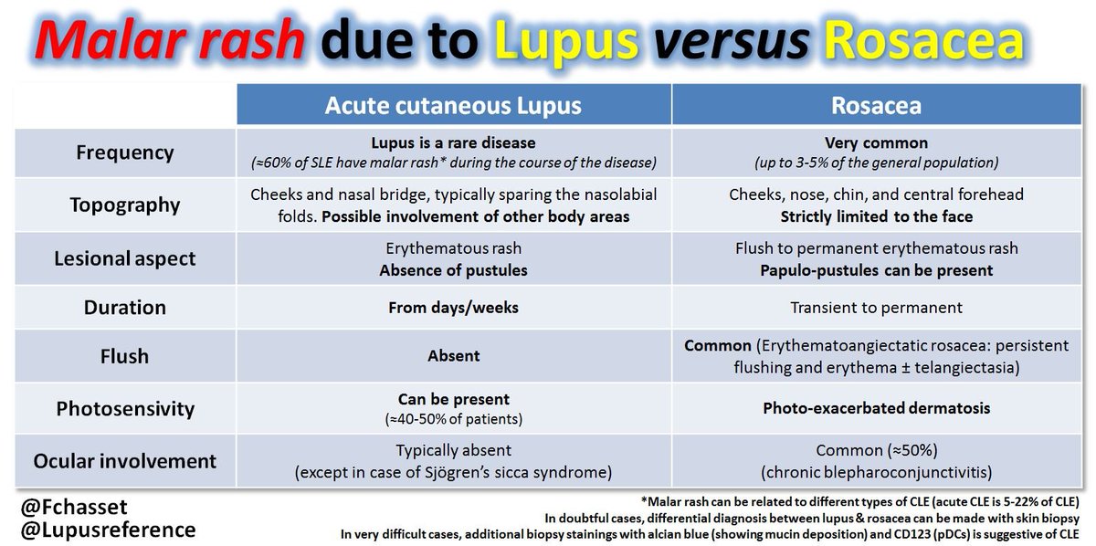 ✅ #Rosacea versus #LUPUS ⬇️ Practical tips for distinguishing the 2 conditions 👍