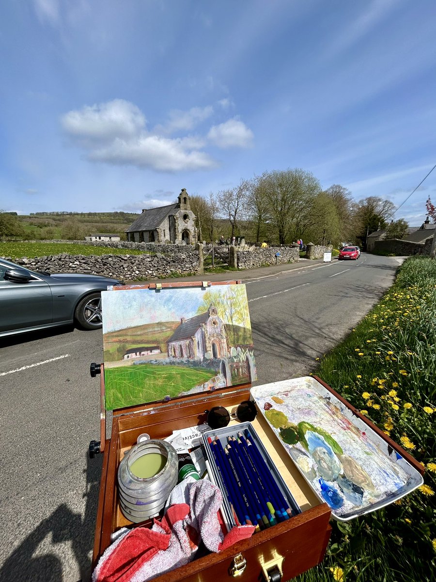 Great day out painting in the sunshine as part of a competition in Little Longstone #derbyshire #artist