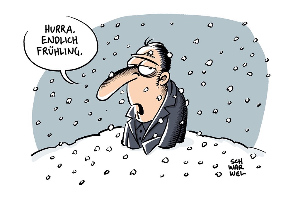 „Gewaltiger Wintereinbruch in Deutschland:
DWD weitet Schnee-Warnungen aus“
#schnee #april #smalltalk #schwarwel