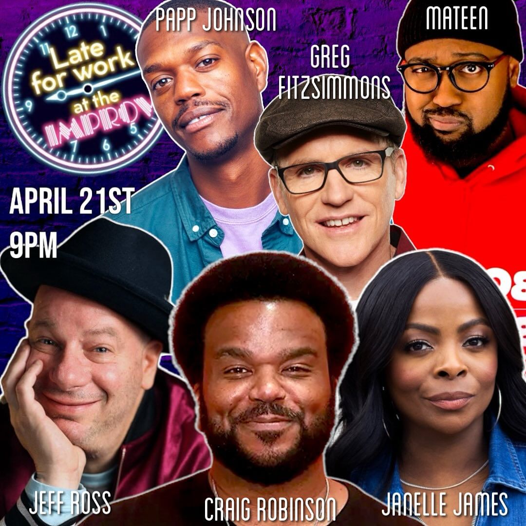 Hollywood Improv (@hollywoodimprov) on Twitter photo Big show tonight <a href="/lateafprod/">LATE AF PRODUCTIONS</a> in The Main Room featuring <a href="/MrCraigRobinson/">Craig Robinson</a> <a href="/janellejcomedy/">Janelle James, moody clown.</a> <a href="/realjeffreyross/">Jeff Ross</a> <a href="/GregFitzShow/">Greg Fitzsimmons</a> <a href="/PappTV/">Papp Johnson Comedy</a> <a href="/MateenStewart/">Mateen Stewart</a> +more! Get tickets at improv.com/hollywood #hollywoodimprov #comedy Big show tonight <a href="/lateafprod/">LATE AF PRODUCTIONS</a> in The Main Room featuring <a href="/MrCraigRobinson/">Craig Robinson</a> <a href="/janellejcomedy/">Janelle James, moody clown.</a> <a href="/realjeffreyross/">Jeff Ross</a> <a href="/GregFitzShow/">Greg Fitzsimmons</a> <a href="/PappTV/">Papp Johnson Comedy</a> <a href="/MateenStewart/">Mateen Stewart</a> +more! Get tickets at improv.com/hollywood #hollywoodimprov #comedy