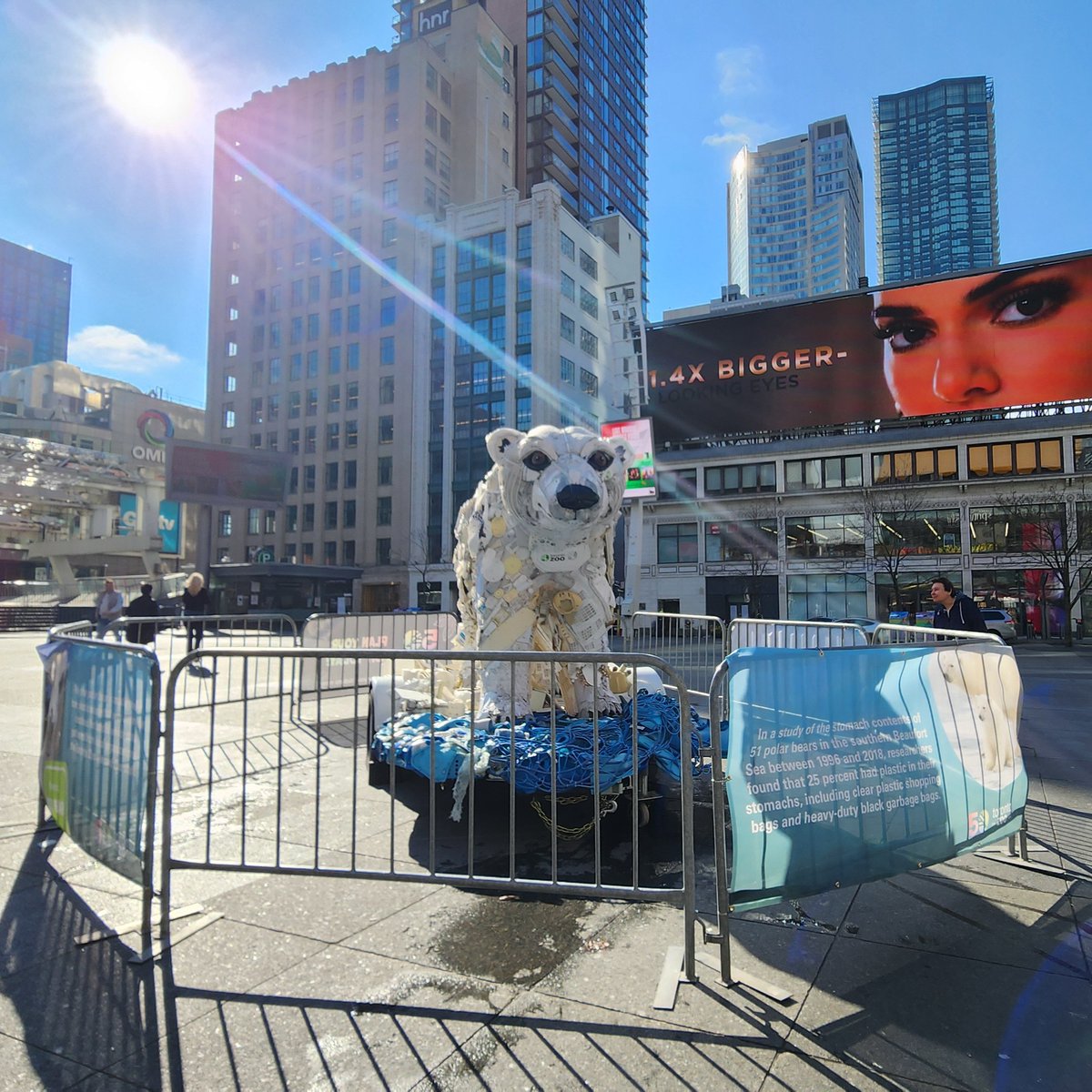 Check out Polybear on your next visit @YDSquare 🐻‍❄️ It's viewable now until April 30! This sculpture, created by our Exhibit Design team, is made entirely from plastic waste gathered from local shoreline cleanups and the Zoo that would have ended up in a landfill ♻️