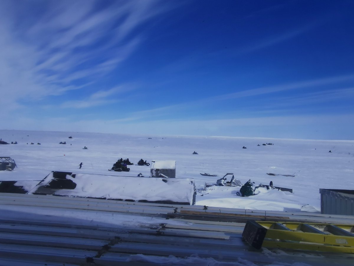 Snowmobile race in Arviat.