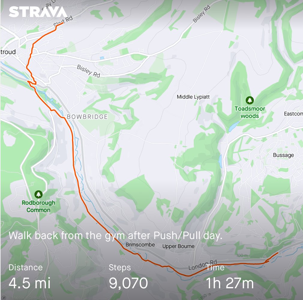 Had a nice4.5 mile walk back from the gym yesterday after a 2hr workout. 

Walked mostly along the canal tow path. Not walked this far along it for a long while. 

Nice up to Brimbscombe and then gets a bit wilder…
