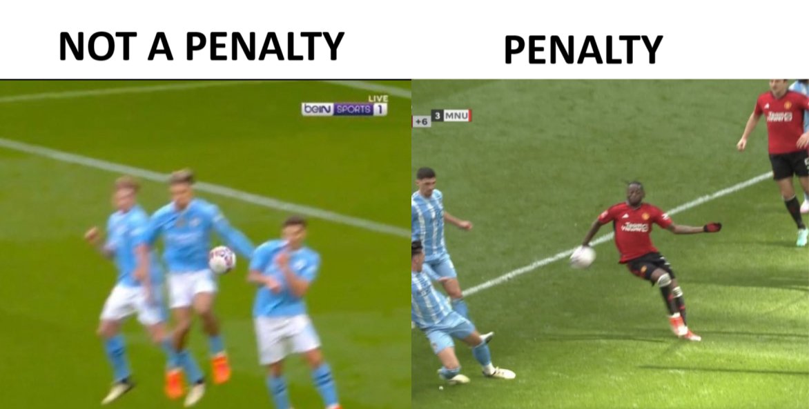 DieHardUtdFans's tweet photo. VAR check

Blue Jersey  : No penalty

Red Jersey : Penalty https://t.co/Vkj5ajsU8a