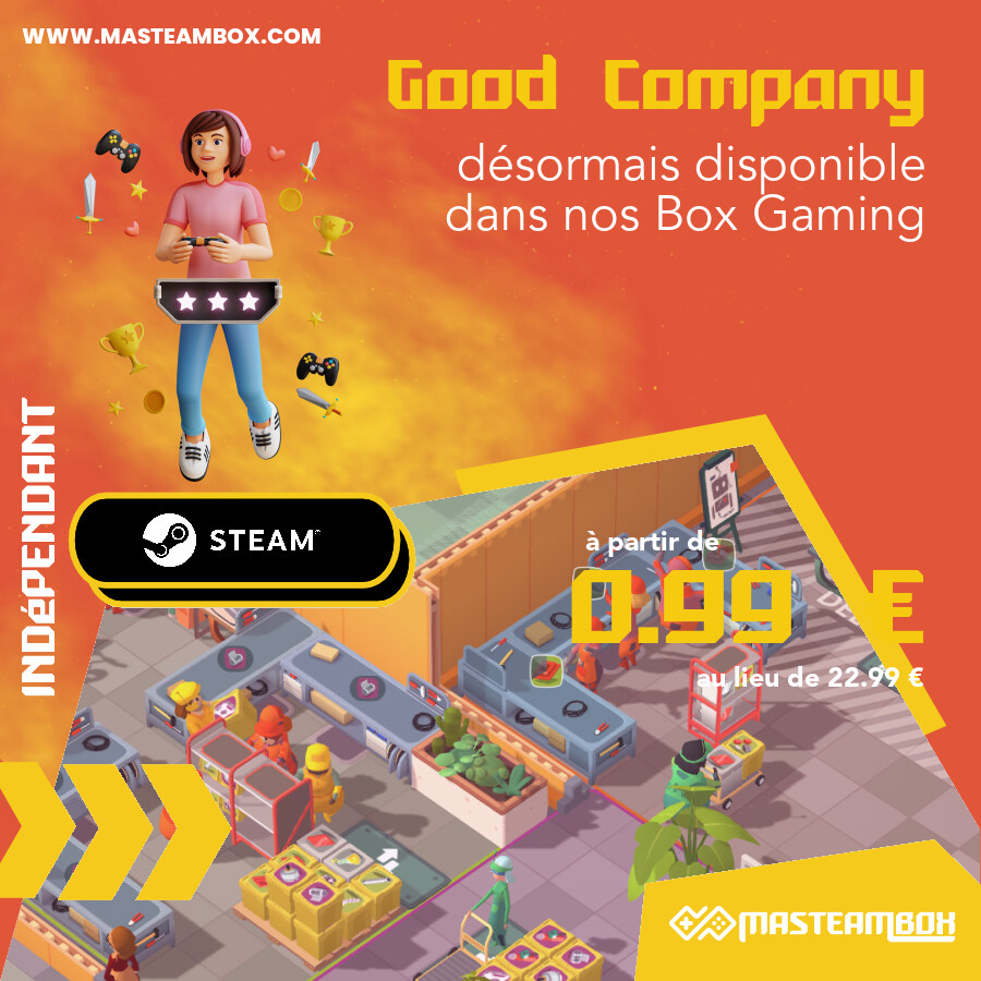 MaSteamBox's tweet photo. 🎮 - Le jeu 'Good Company' est disponible dans nos #SteamBox https://t.co/PqhdTQLPCs à partir de 0.99 € 📦.
 •••••
 🔥 Découvrir le jeu : https://t.co/HZhtgcAsPB
 🛒 Commander : https://t.co/XoYq7yEATU
 •••••
 
 #MaSteamBox #jeu #geek #gamer… https://t.co/6cCioJ5Zkw https://t.co/Q7ob0kh98r