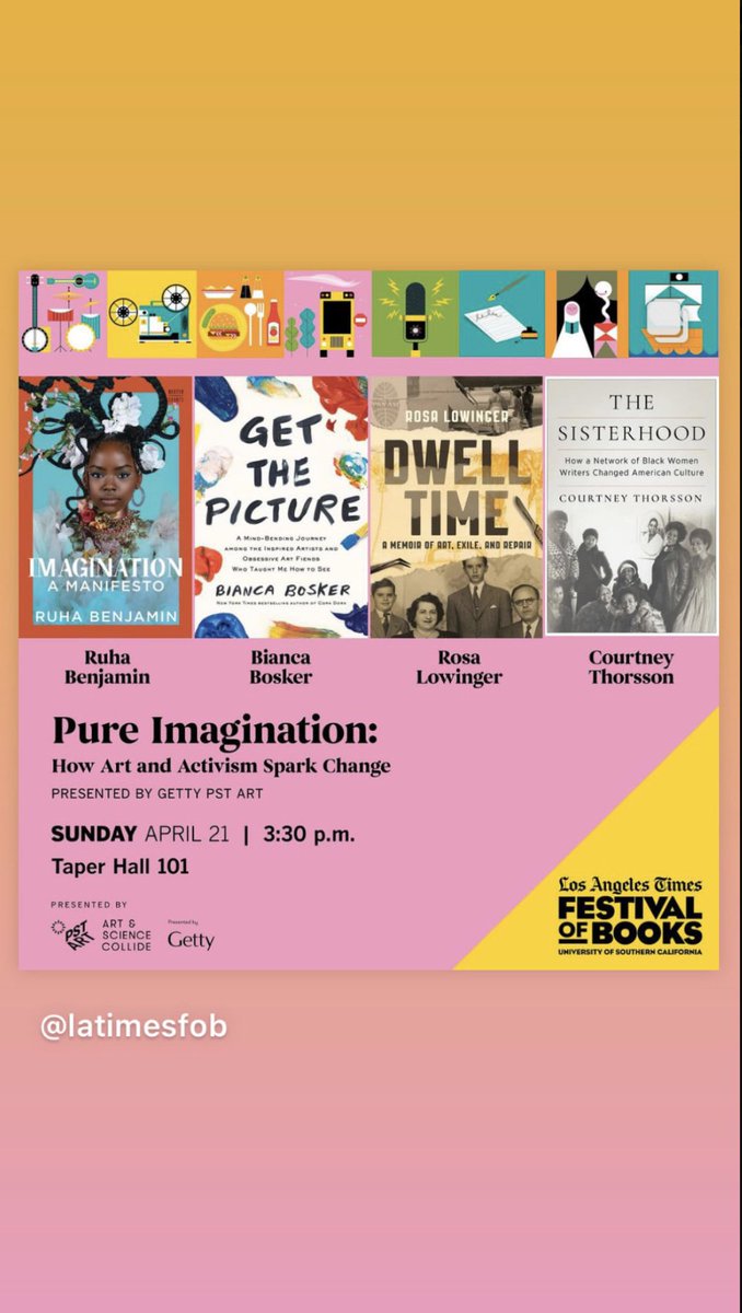 the @latimesfob is the most festival book festival I've ever been to: music! crowds! sun! food! giddy faces! Come today! At 330pm Ill be with @c_thorsson @ruha9 @sansuzie @JDKun events.latimes.com/festivalofbook…