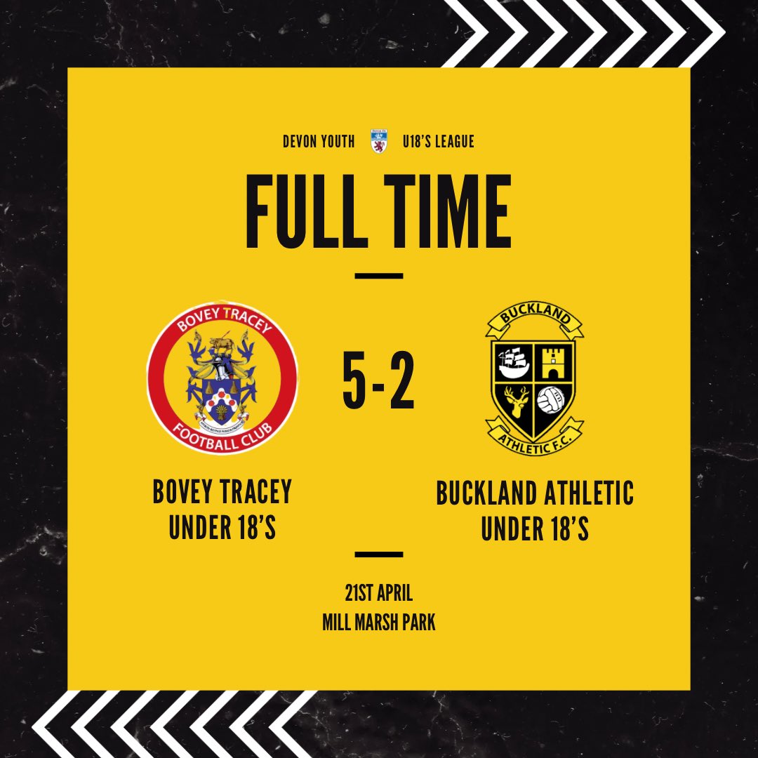 OfficalBAFC's tweet photo. ⚽️ | TODAY’S UNDER 18’S RESULT

@OfficialBoveyFC Under 18’s 5 Buckland Athletic Under 18’s 2.

#UpTheBucks 🟡⚫️ https://t.co/tc3nktl7l1