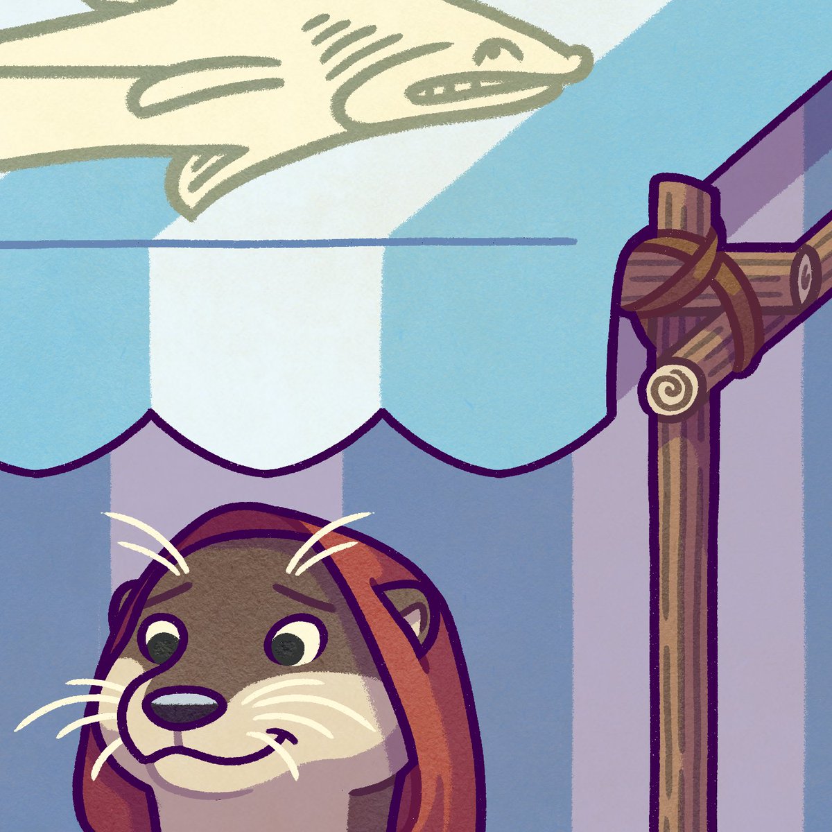 ...buy his fish??? 

🥹👉👈🦦🐟

#medieval #otter #market #marketstall #fish #fishmonger #anthroart #redwall #humandrawn #fuckAI