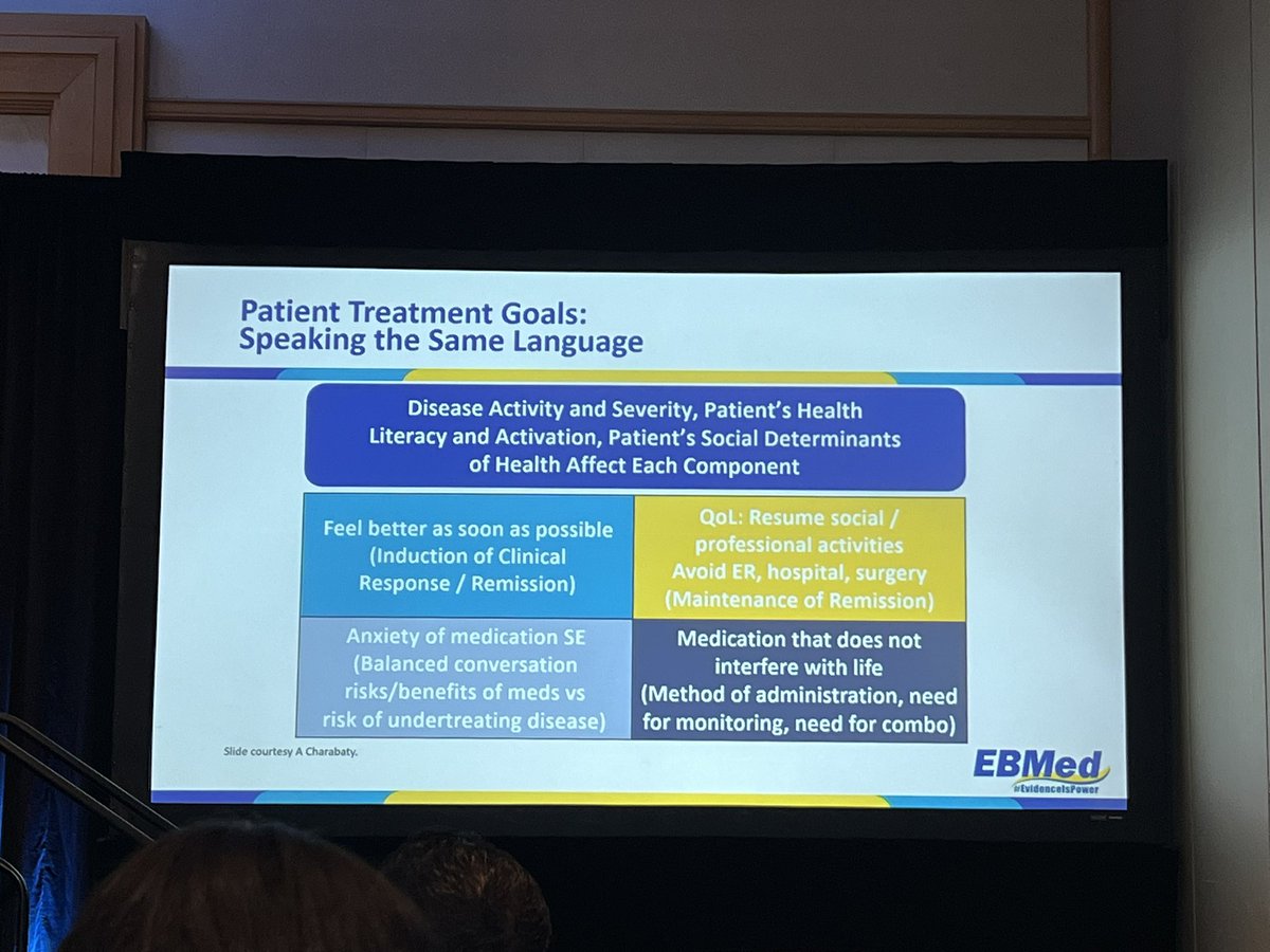 Ending #EBMed with patient advocacy 🤩@aboutIBD speaking about how we as physicians can be better advocates for our patients with Dr. @DCharabaty 🌟 ✅active listening ✅get to know your pts as a person (ask little questions about their lives) ✅understand pts language, ask
