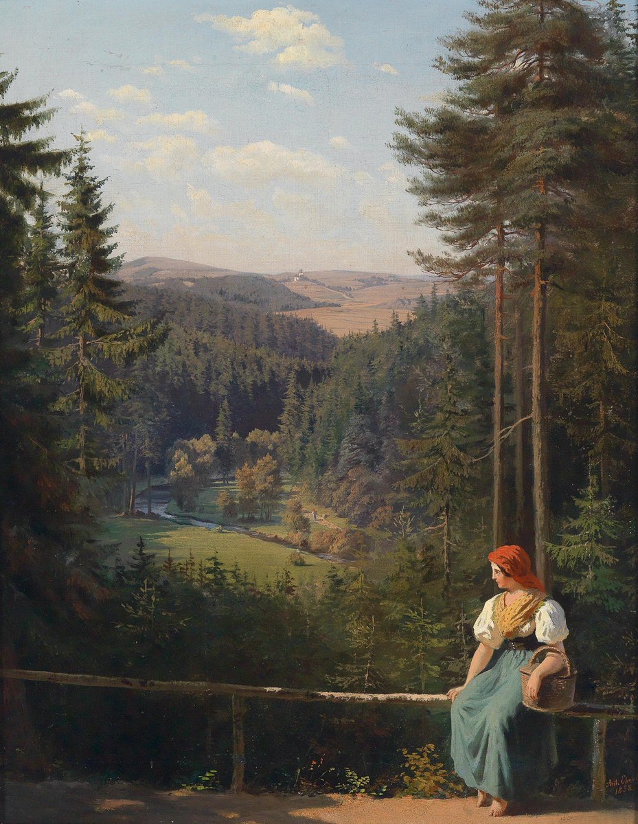 'Retrato de una joven campesina descansando', una hermosa obra del pintor Anton Ebert.
