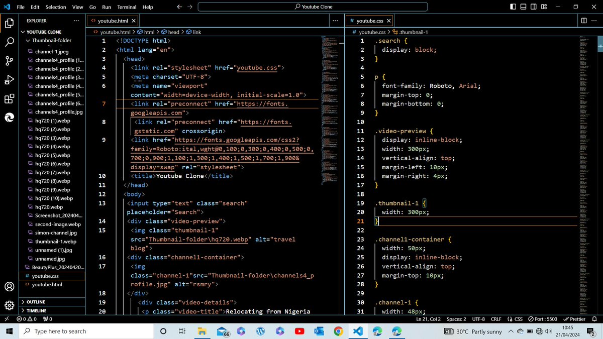 symply_esther1's tweet photo. Making progress on my YouTube clone with HTML and CSS 🚀. Still a work in progress, but excited about the journey. #webdevelopment #coding #CodingJourney  #YouTubeClone https://t.co/DWVHkVP614