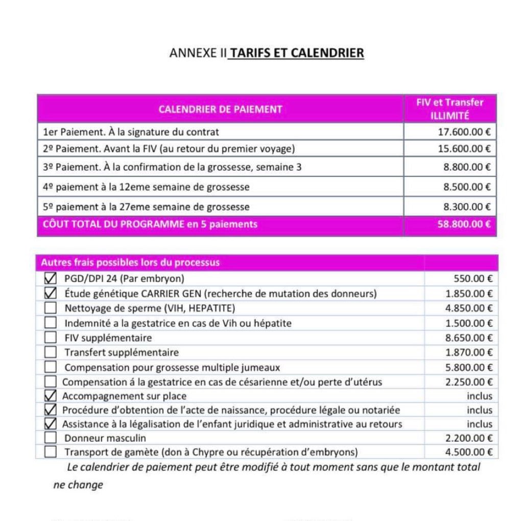 Les petits extras que certains agences de GPA proposent à leurs clients qui souhaitent s’acheter un bébé. 
Notez qu’on peut choisir, ou non, la compensation à la « gestatrice » en cas de césarienne et/ou PERTE D’UTÉRUS. 

C’est à la carte ! 

🤮🤮🤮🤮 
#stopgpa