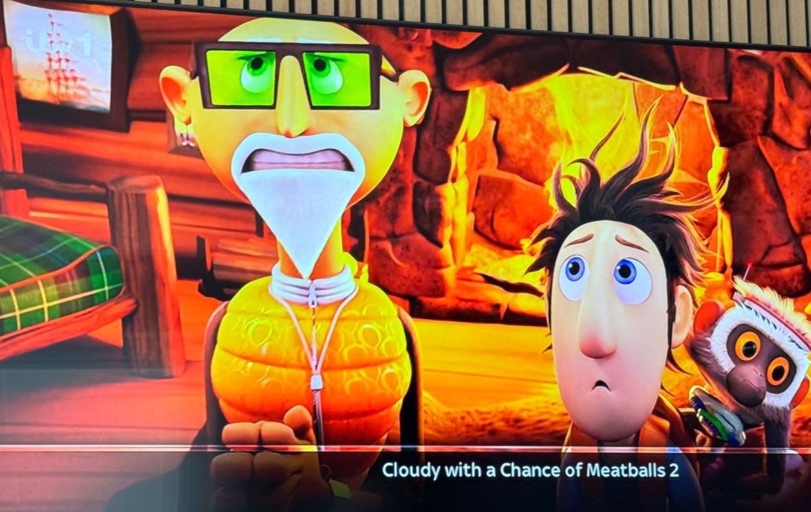 Kids cartoon ‘cloudy with a chance of meatballs 2’ using a Gary Glitter looking character! ?? @ITV