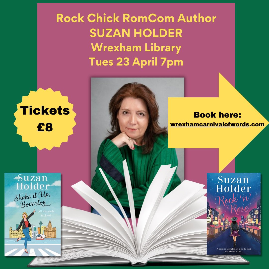 Fancy hearing some funny rock n’roll stories? You’ll find me at Wrexham Library on Tuesday 😜@ThisIsWrexham @WrexCarnival Book here wrexhamcarnivalofwords.com/suzan-holder/