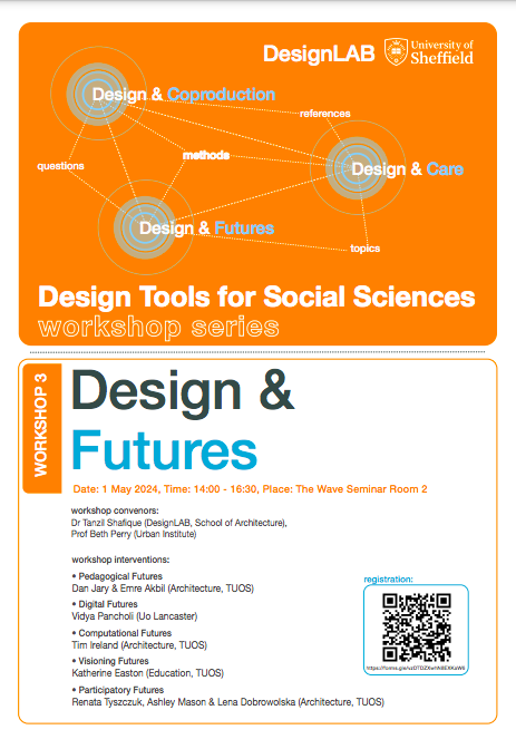 Colleagues from #Sheffield, you are are invited on 1May to join the 3rd workshop #Design & #Futures in the successful (by now) series #DesignTools for #SocialScience by #DesignLab @SSoA_research @SSoA_news in collaboration with other @SheffSocScience departments at @sheffielduni