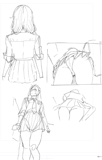 ヒロインの後ろ髪と模写練 