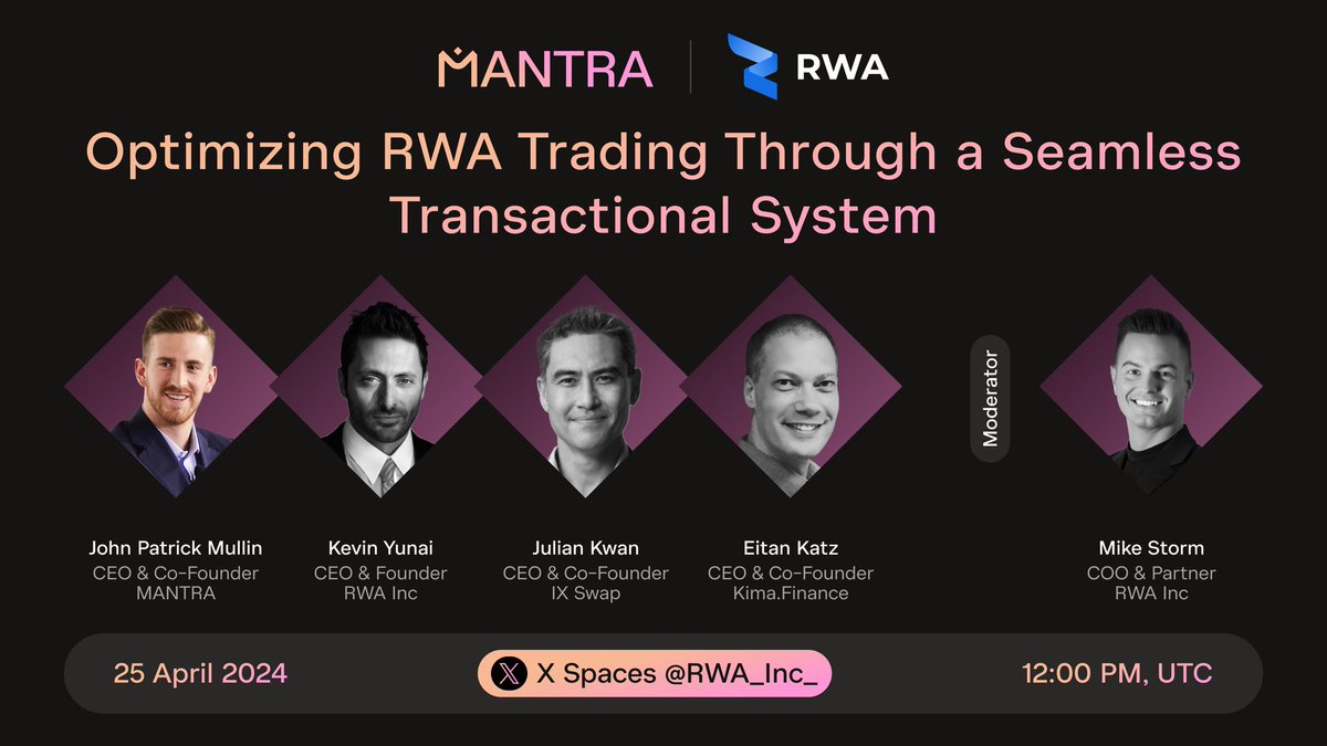 Want to learn all about how #tokenization is changing the digital world? 👀

Set a reminder now: x.com/i/spaces/1jMJg…

🎙️Tune in for the #AskRWA X Spaces session hosted by @RWA_Inc_! This session will shed light on Optimizing Real World Asset trading through a seamless