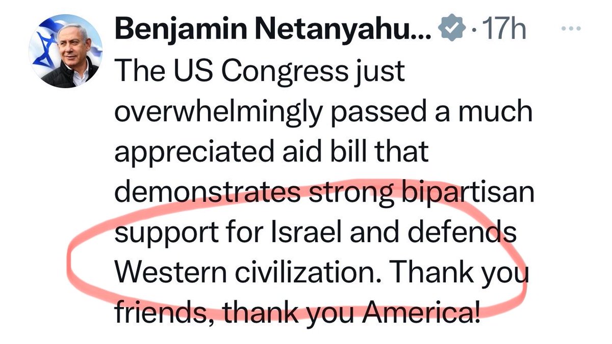 Netanyahu thanks Congress for billions in weapons aid to Israel calling it bipartisan support for defending “Western civilization.” When you think about the barbarism of the West’s colonialism in Africa, Asia, & Americas (the US included), maybe genocide is Western civilization