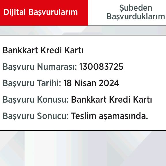 @ziraatbankasi Bankkart kredi kartı onaylandı ama açıklama kısmında limit tahsis edilemedi Dio bu nasıl oluyor anlamadım