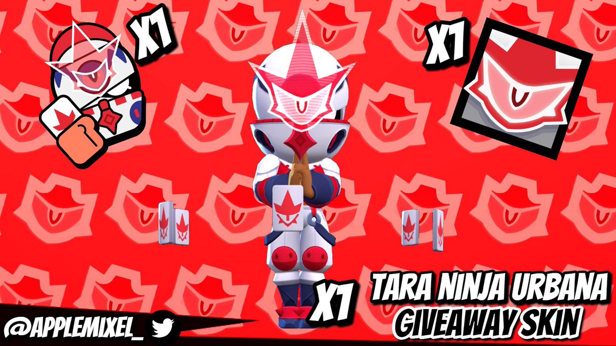 Manzanos!🍏 Ya tenemos new sorteo!!

Sorteo 2 skins de Urban Ninja Tara

Requisitos para participar:
- Seguirme en Twitter🐦
- Menciona a 1 amig@
- ❤️+🔁
- Otra skin en YouTube🔴: AppleMixel

  Ganadores 3 de Mayo, mucha suerte!🍀

#UrbanNinjaTaraGiveaway #BrawlStars #supercell