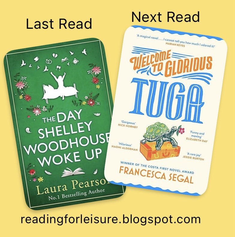 I couldn’t put #TheDayShelleyWoodhouseWokeUp down. Thank you @LauraPAuthor for an engrossing read. Next up is some sunshine in the form of #WelcomeToGloriousTuga from #FrancescaSegal and @ChattoBooks