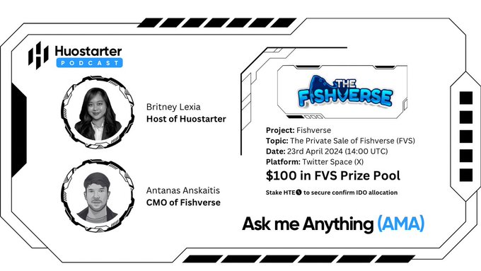 ama_tracker's tweet photo. 💌AMA Invitation from @Huostarter with @TheFishverse!
 
#Huostarter is fastest-growing Launchpad in 2024, aiming to boost startup liquidity.
#TheFishverse is W2E Fishing game based on #blockchain, powered by $FVS.

⏰April 23, 14:00 UTC
📌https://t.co/o9hqdZU0i4

#AmaTracker https://t.co/2ydaJqcpCT