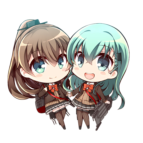 ちまっと仲良し鈴熊 手を繋ぐとか背中合わせの構図が好きすぎて毎回描いてしまう 