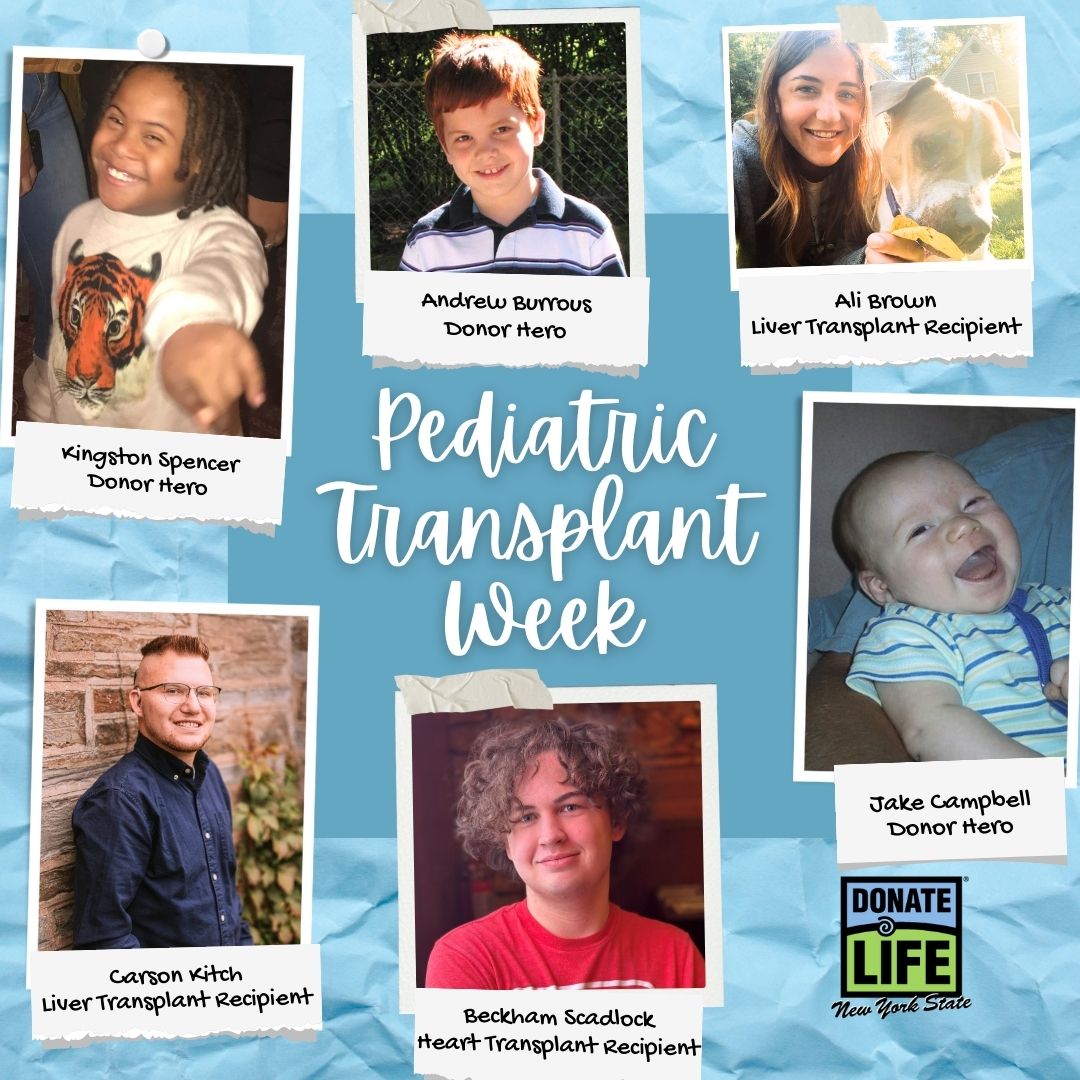 #PediatricTransplant Week is April 21-27. Look for powerful, uplifting stories of childhood transplant recipients given a second chance at life & children who saved & healed lives through the gift of donation. Tweet us your stories. #DonorsAreSuperStars #DonateLifeNYS