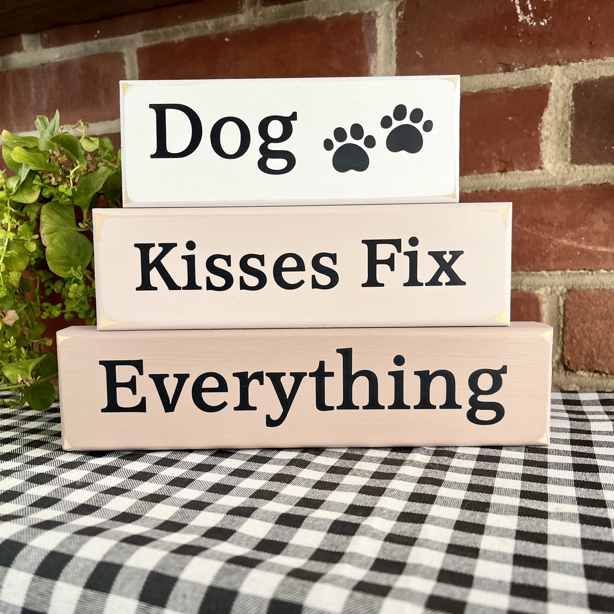 Dog Sign #DogKisses Stacking Blocks Custom Dog #TieredTrayDecor Pet Decor #doggift #DogMom Dog Family #smilett23  etsy.me/4aFIhGc via @Etsy