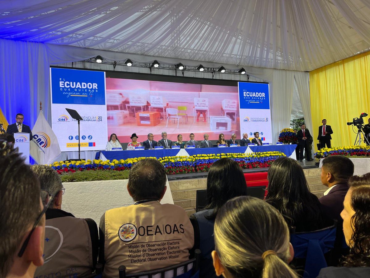La Misión de Observación Electoral de la #OEAenEcuador participó en el acto inaugural en que el @cnegobec da inicio al #ReferéndumYConsulta2024 en 🇪🇨