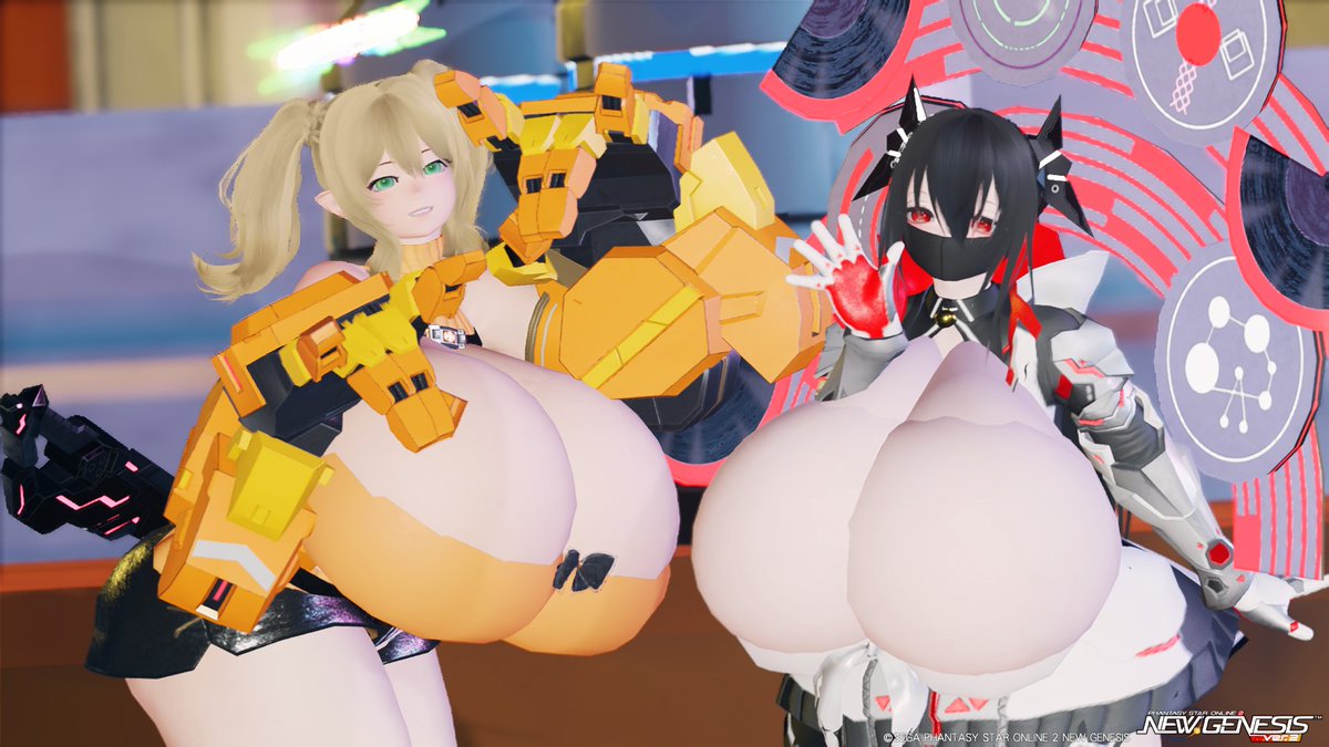 reverse_melk's tweet photo. メルヴァさん(@BoxNull )の乳をパｋ…参考にしました！
しらこさん(@kanagiPSO2 )と📸 https://t.co/UXuNrumpXq