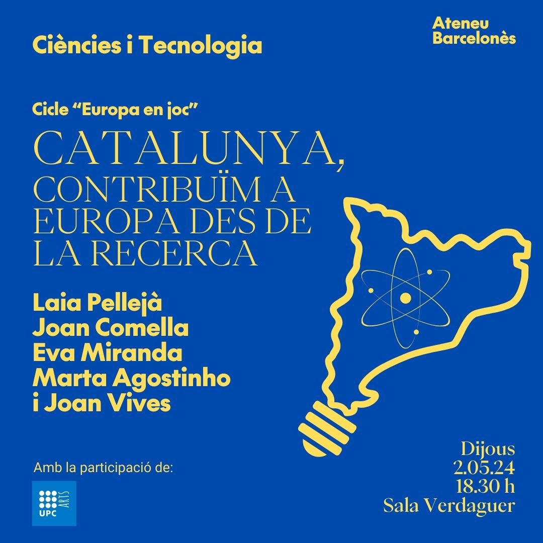 💡CATALUNYA CONTRIBUEIX A LA RECERCA EUROPEA. Dins el cicle ‘Europa en joc’. 👉 Us ho expliquem! No us ho perdeu! 📍dijous 2 de maig, 18:30 h 🪢@iCERCA @UPC_Arts @EULIFE_news @joanvivestomas @CienciaAteneu @laiapelleja @evamirandag