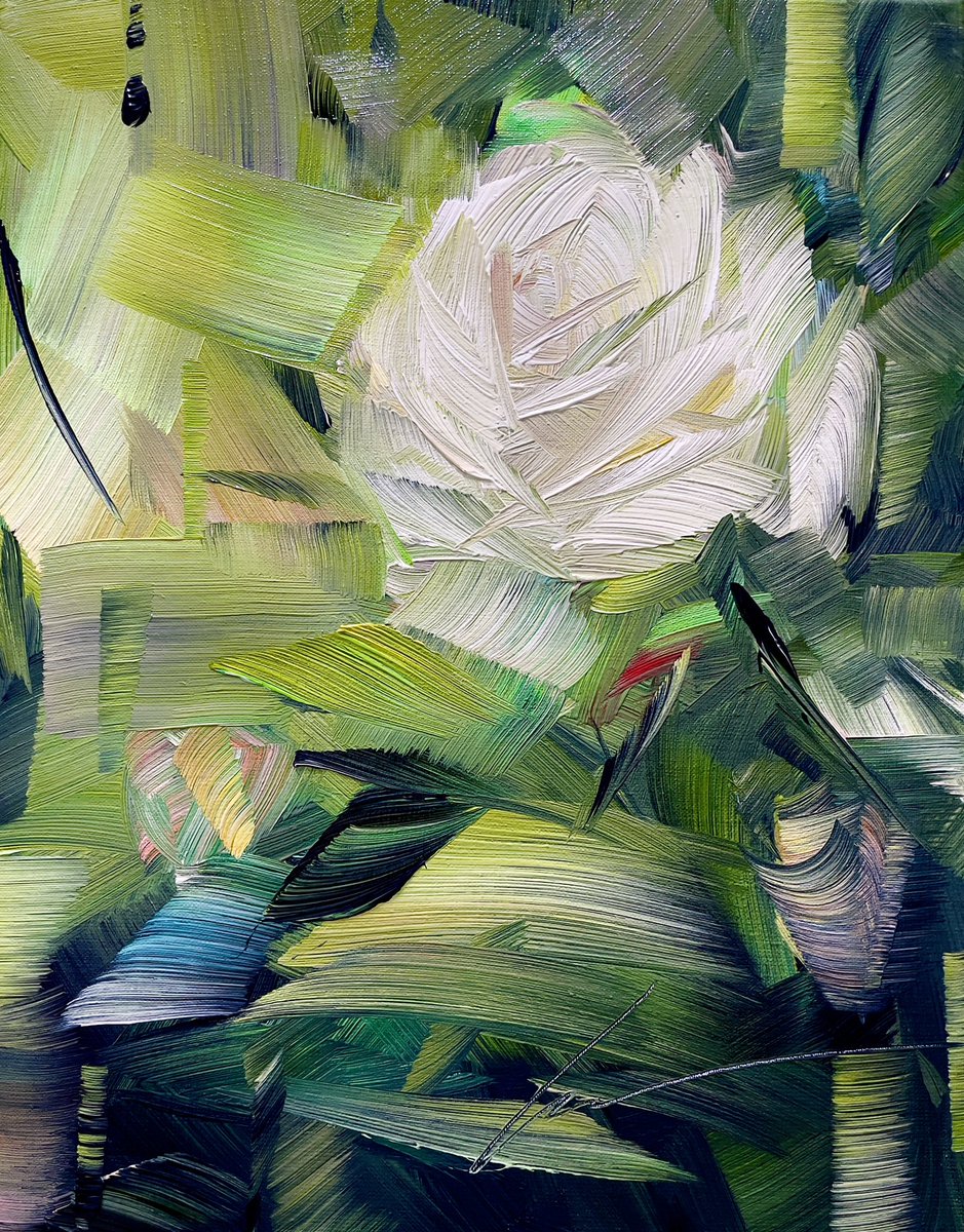 I painted white rose flower