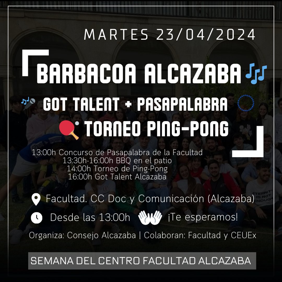 ¡Te esperamos este martes en la facultad de la Alcazaba! 👇🏾