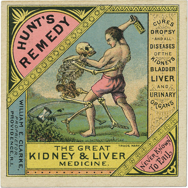 Sunday Patent Medicine Trade Card: Your kidneys & liver will thank you! Hunt's Remedy flourished in New England ca. 1850-1908  tinyurl.com/ybmafvce #histmed