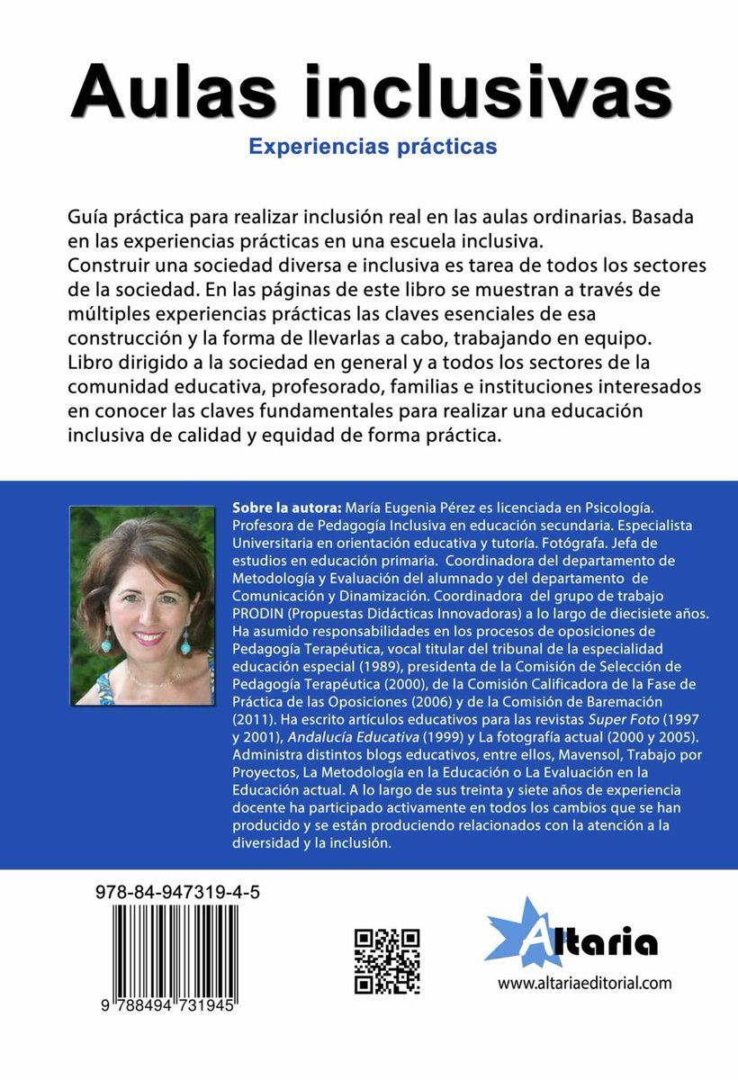 Se acerca #DiaDelLibro2024. #RecomiendoLeer el q publiqué, para q toda la #sociedad conociera q la #inclusion es una #realidad y un #derecho. En él podemos encontrar la forma en la q el @iesitaca construyó a lo largo de los años una @escuelainclusiva. @altaria_books