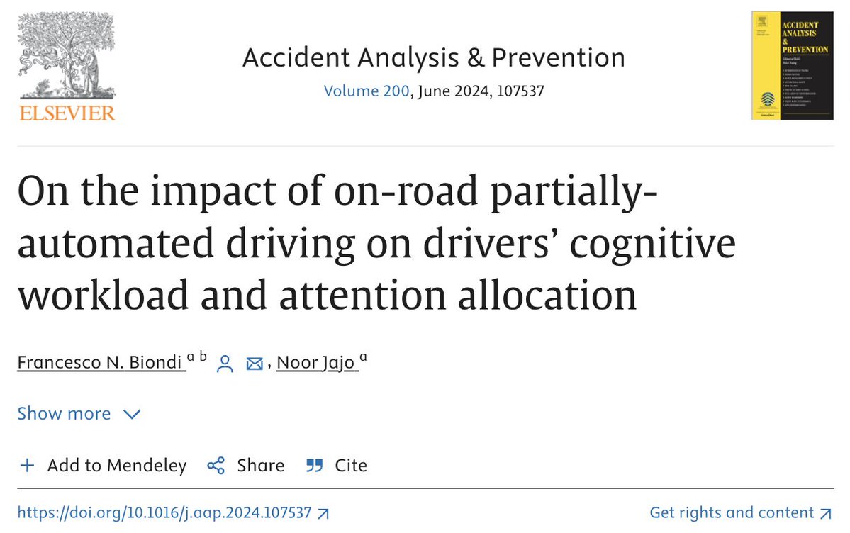 New study suggests that Level 2 driving assistance systems (like Tesla Autopilot) increase distracted driving: 'Drivers spent more time looking at the touchscreen when the automated system was operational relative to manual driving.' doi.org/10.1016/j.aap.…