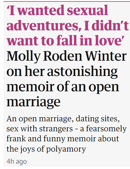I regret to inform you all that the Graun has yet another piece about polyamory