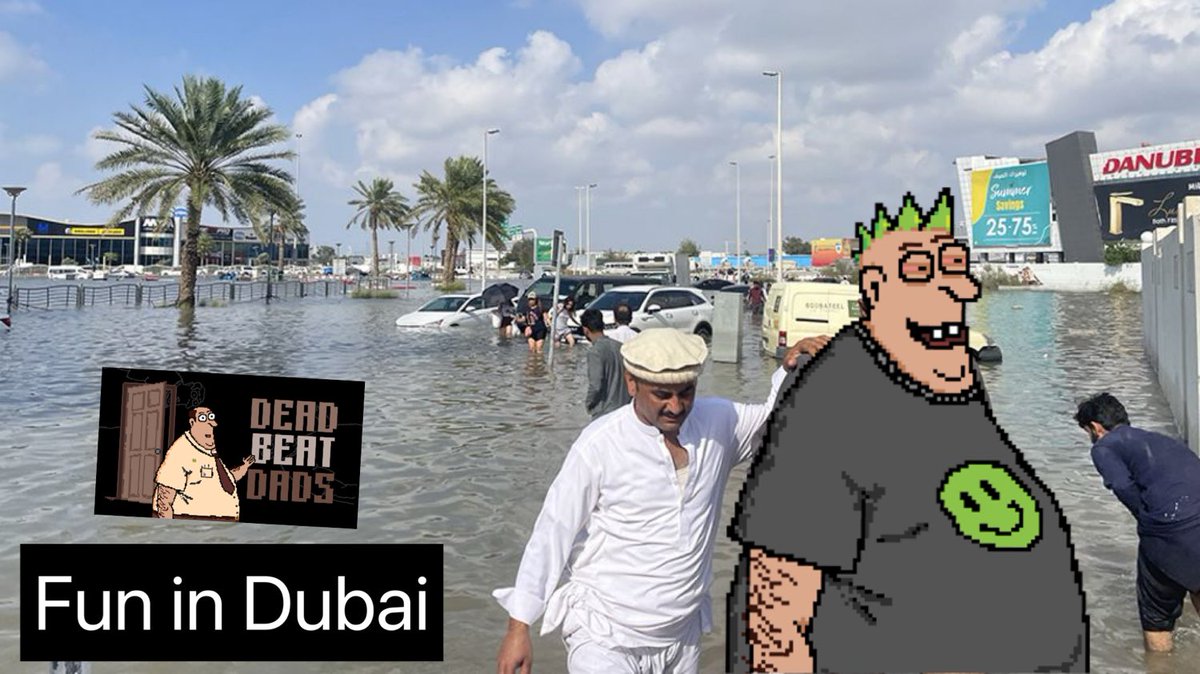 zolape01's tweet image. Dead Beat Dads from #Cronos made a splash 💦 at Dubai. 

I should have brought my bathing suit but I think people really liked my white t-shirt 🤷‍♂️ 

#dubaiflood #DeadbeatDads #Cronos #Crofam #CRO #crypto #SOL #ETH #memes #Memecoins #NFTs #NFTCollection