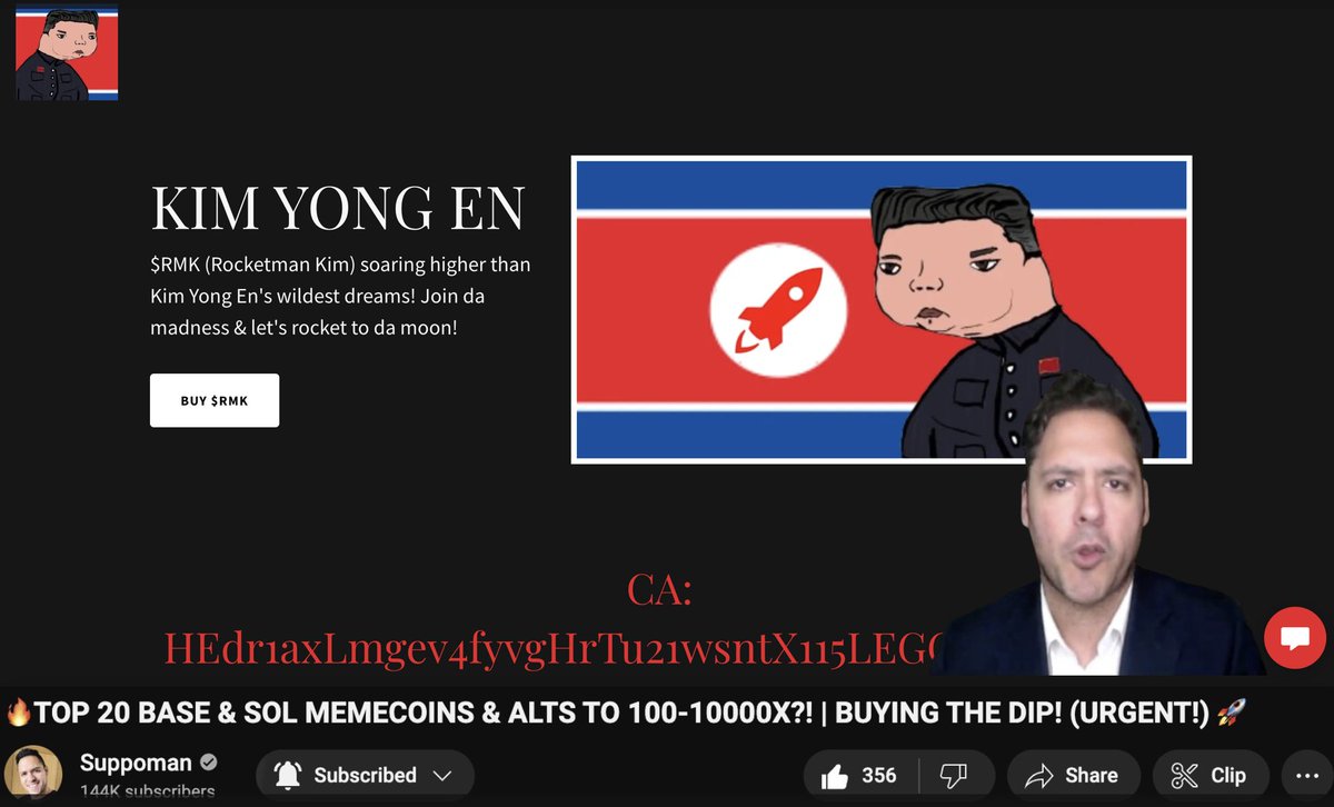 Rocketman_onSol's tweet photo. If your great Supreme Leader KIM YONG EN $RMK doesn't make an appearance on @MichaelSuppo YT soon, I will send over 1000 nukes at his direction! He must educate the West about $RMK and our rockets! 
🚀 https://t.co/Fmj833iJet