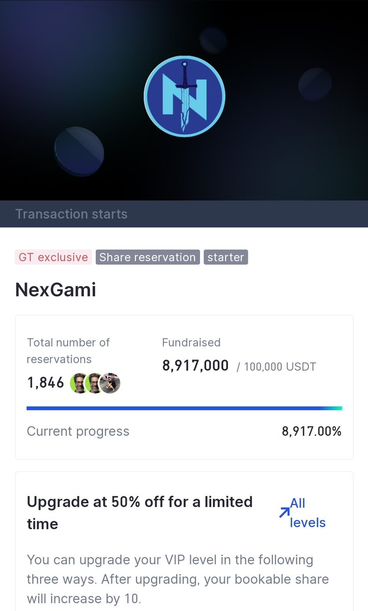 NexGami's @Gateio_Startup saw an astonishing 1846 participants, committing 8917% over the low Cap with 8.917 million USDT!

A testament to the community's belief in our vision and potential.

Thank you for your overwhelming support! 🎉 #NexGami #StartupSuccess